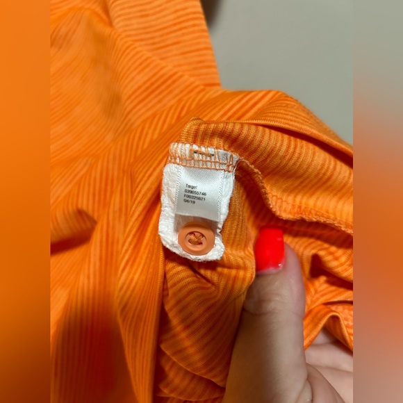 💰2/$10 Kids All in Motion Orange half button short sleeve shirt- size L(12/14) - Picture 4 of 4